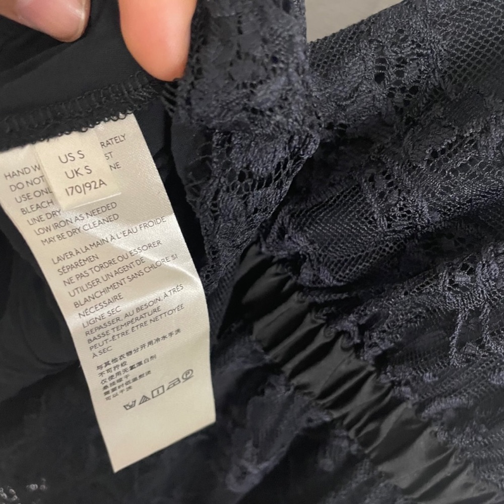 Free People lace v-neck loose fit black blouse women’s Size Small - Picture 6 of 14